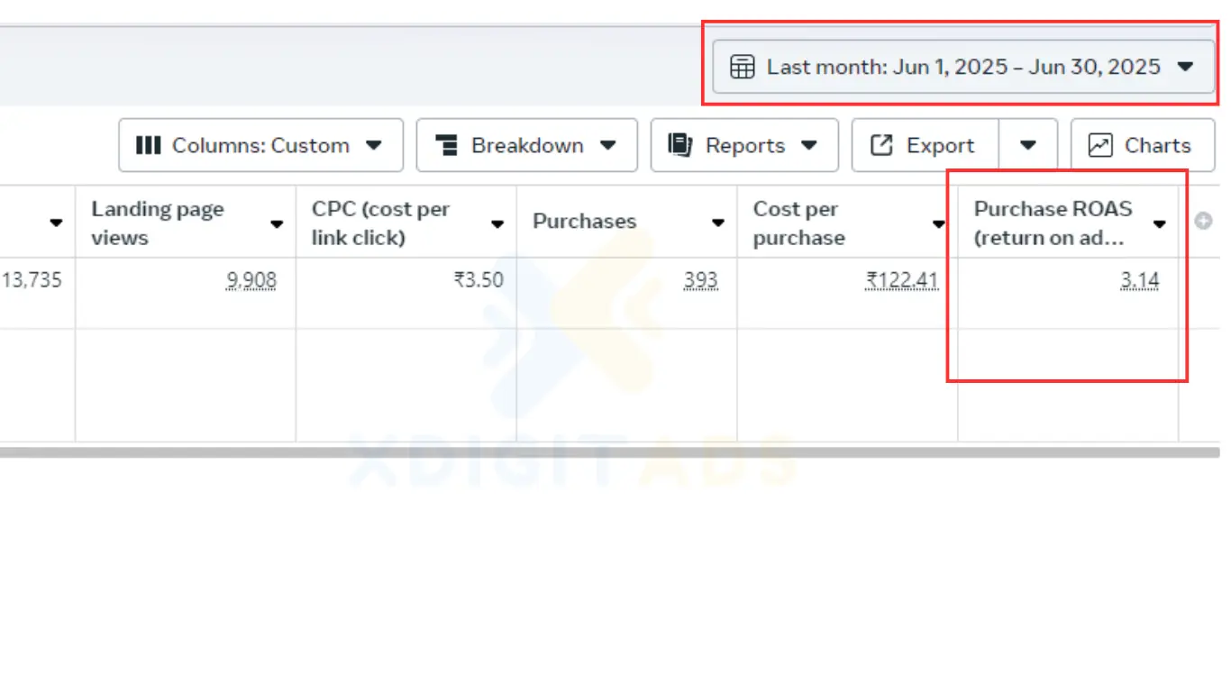 Meta Ads account results for June 1 to June 30 2025